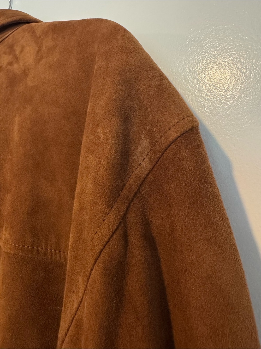Baracuta Genuine Suede Leather Overshirt Shacket Cognac Brown - Size Large - Picture 10 of 10